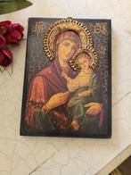 Vintage religieuze afbeelding op hout foto 1 t/m 5