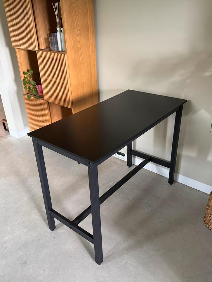 Zwarte Bartafel - hout/metaal - 100x40x90cm, Huis en Inrichting, Tafels | Statafels, Ophalen