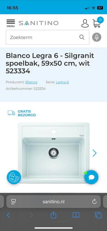blanca legra 6 523334 keukenspoelbak silgranit wit opbouw beschikbaar voor biedingen