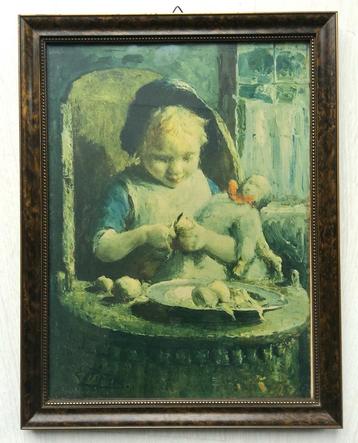 Prent naar schilderij Huismoedertje van Evert Pieters. beschikbaar voor biedingen