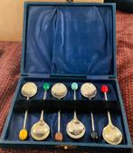 6 antieke “koffieboonlepeltjes” in originele cassette, Ophalen of Verzenden