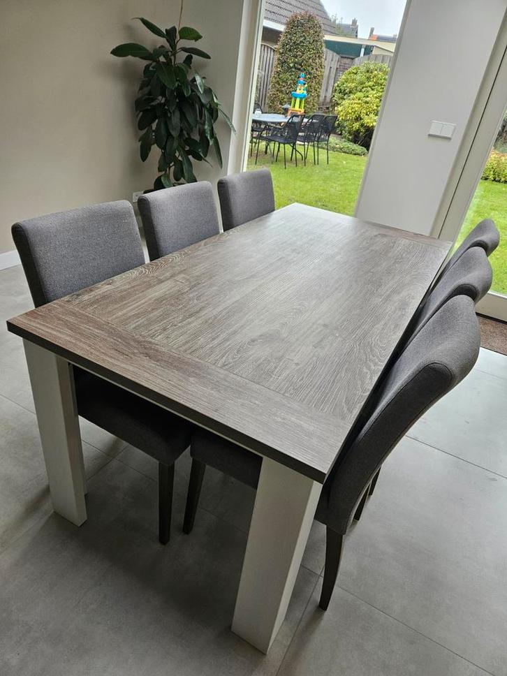 Eethoek met tafel + 6 stoelen, Huis en Inrichting, Tafels | Eettafels, Gebruikt, 50 tot 100 cm, 150 tot 200 cm, Vijf personen of meer
