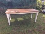 Brocante Grenen Tafel met Wit Onderstel, Antiek en Kunst, Curiosa en Brocante, Ophalen