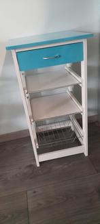 Leuk blauw/wit kastje met lade en planken, Ophalen of Verzenden