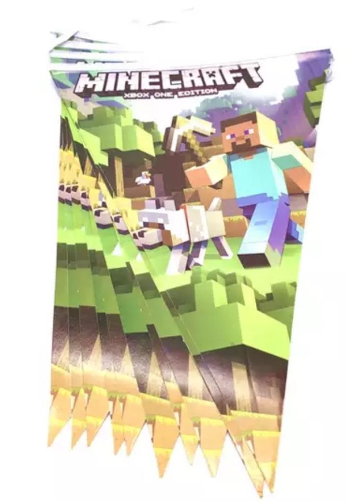 Minecraft vlaggenlijn / slinger, nieuw!, Hobby en Vrije tijd, Feestartikelen, Nieuw, Versiering, Verjaardag, Ophalen of Verzenden