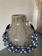Ketting met blueberry quarts, jade, agaat en zoetwaterparels, Sieraden, Tassen en Uiterlijk, Kettingen, Verstelbaar, Blauw, Nieuw