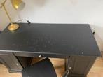 Zwart houten bureau met stoel, Huis en Inrichting, Bureaus, Ophalen, Gebruikt, Bureau