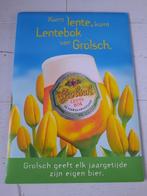 Te koop: Grolsch Lentebok kartonnen bord/ plaat, 42cm x 29,5, Verzamelen, Biermerken, Nieuw, Reclamebord, Plaat of Schild, Grolsch