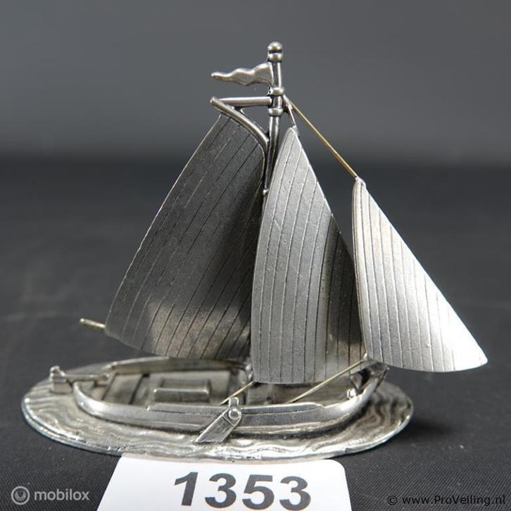 Online Veiling: Zilvertinnen zeilboot, Antiek en Kunst, Antiek | Tin
