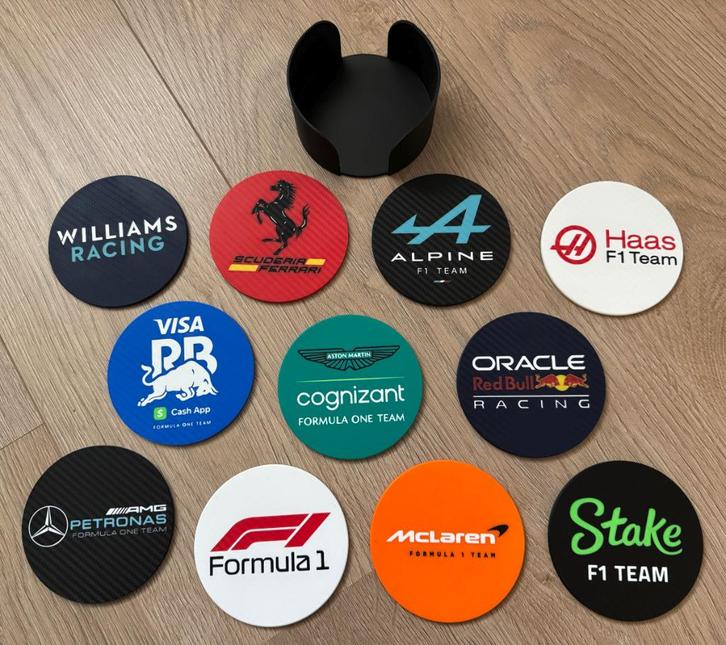 F1 Teams onderzetters + houder, Verzamelen, Automerken, Motoren en Formule 1, Nieuw, Formule 1, Ophalen of Verzenden