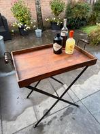 Butler Tray - Bijzettafel met gietijzeren onderstel, Gebruikt, Minder dan 50 cm, Ophalen of Verzenden, Tafelblad