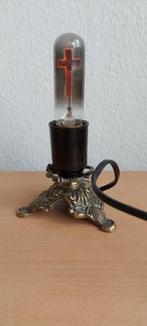 Vintage lamp met verlicht kruis op voet, Minder dan 50 cm, Gebruikt, Vintage, Ophalen of Verzenden