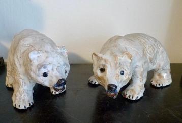 2 ijsberen terracotta glazuur gesigneerd beschikbaar voor biedingen