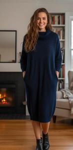 jurk sempre per lei wol cashmere, Kleding | Dames, Maat 38/40 (M), Zo goed als nieuw, Onder de knie, Sempre per lei