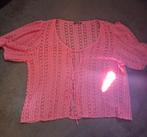 Roze, koraal gehaakt vestje met korte mouwen en strikjes, Maat 46/48 (XL) of groter, Ophalen of Verzenden, Zo goed als nieuw, Norah