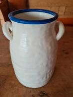 Grote pot, vaas, pul, mat wit blauw aardewerk, 25 cm hoog., Ophalen of Verzenden