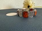 R302/Vintage FISCHLAND Amber paneel Armband, Sieraden, Tassen en Uiterlijk, Gebruikt, Verzenden, X, Zilver