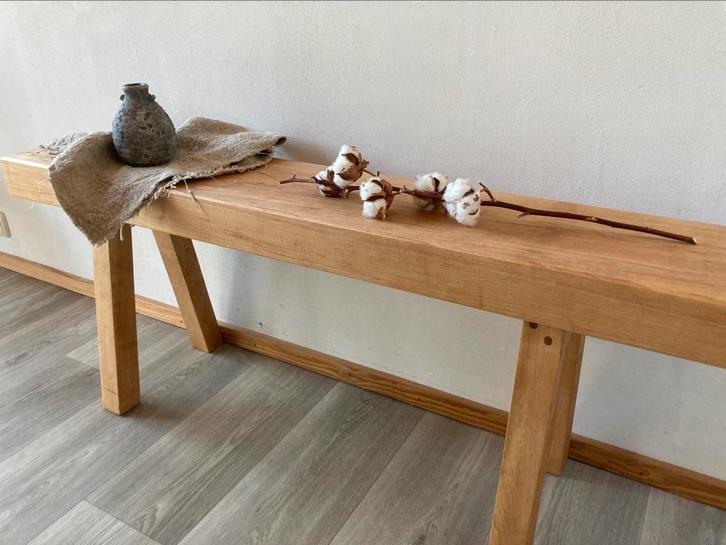 Nieuw gemaakte bank/sidetable van Amerikaans esdoornhout, Huis en Inrichting, Tafels | Sidetables, Nieuw, Minder dan 25 cm, 100 tot 150 cm