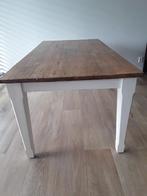 Eettafel teak houten bovenblad met witte poten 100 x 200, Huis en Inrichting, Tafels | Eettafels, Ophalen, Gebruikt, 100 tot 150 cm