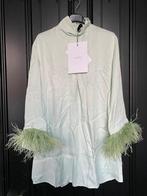 NIEUW Sleeper jurk blouse tuniek satijn struisvogel veren, Nieuw, Ophalen of Verzenden, Maat 36 (S), Groen