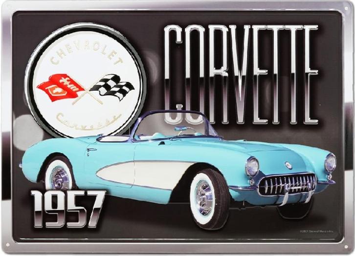 Chevrolet Corvette 1957., Verzamelen, Merken en Reclamevoorwerpen, Nieuw, Reclamebord, Ophalen of Verzenden