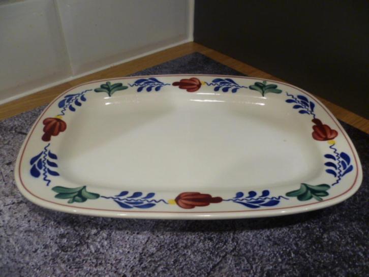 2x Boerenbont boch vleeswaren schaal/roomstel schaal, Huis en Inrichting, Keuken | Servies, Zo goed als nieuw, Schaal of Schalen