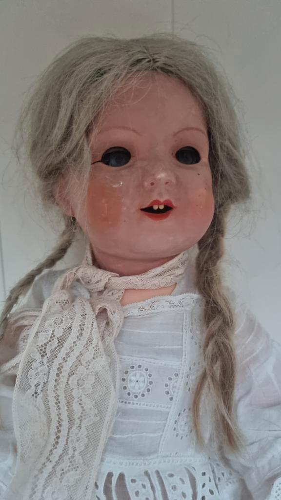 Antieke Pop biscuit, Verzamelen, Poppen, Gebruikt, Pop, Levensecht of Reborn, Ophalen of Verzenden