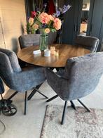 Ronde eethoek met 4 stoelen doorsnede van de tafel is 125 cm, Huis en Inrichting, Tafels | Eettafels, Ophalen, Gebruikt, 100 tot 150 cm