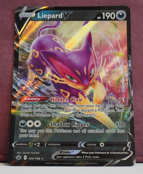 Liepard V 104-198 Chilling Reign Pokémon Kaart, Hobby en Vrije tijd, Verzamelkaartspellen | Pokémon, Nieuw, Losse kaart, Verzenden