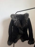Jas zwart, imitantiebont, Kleding | Dames, Jassen | Winter, Ophalen of Verzenden, Zo goed als nieuw, Maat 36 (S), Zwart