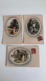 3 mooie oude Franse kaarten. Afbeelding vrouw in bos/water, Verzamelen, Ansichtkaarten | Themakaarten, Verzenden