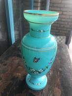 antiek opaline glas vaas vlinders bloem guirlandes, Antiek en Kunst, Antiek | Glas en Kristal, Ophalen of Verzenden