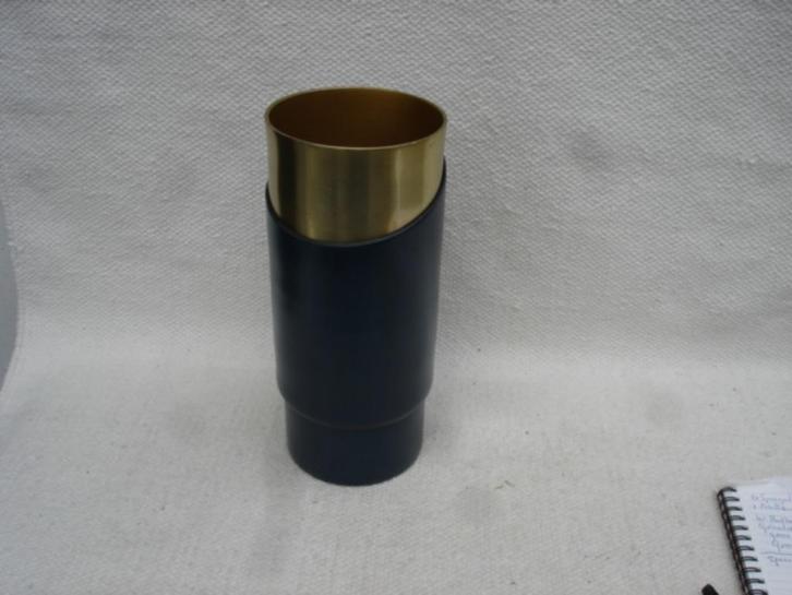Bloomingville dubbel vaas metaal blauw-goud, Huis en Inrichting, Woonaccessoires | Vazen, Zo goed als nieuw, Blauw, Minder dan 50 cm