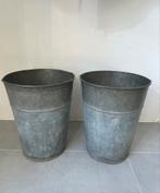 2 zinken emmers 35 cm hoog plantenbak bloempot, Ophalen of Verzenden, Zo goed als nieuw, Zink