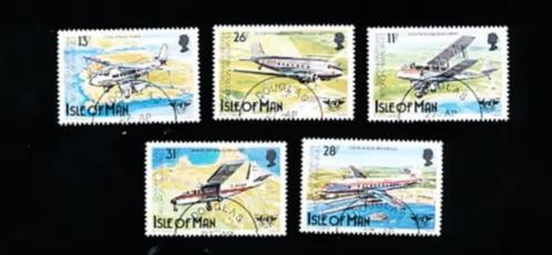 ISLE OF MAN serie rondstempel VLIEGTUIG koopje, Postzegels en Munten, Postzegels | Europa | UK, Verzenden