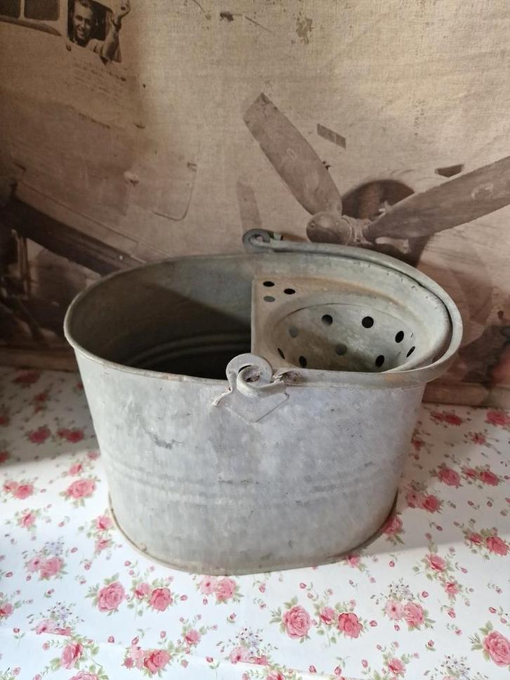 Oude zinken dweilemmer, Antiek en Kunst, Curiosa en Brocante, Ophalen of Verzenden