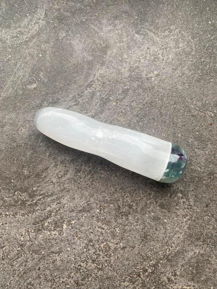 Seleniet Massagestaaf met Fluoriet, Verzamelen, Mineralen en Fossielen, Mineraal, Ophalen of Verzenden