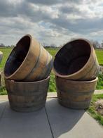 Eikenhouten Bloembak  Minivijver Wijnvat 112L, Tuin en Terras, Ophalen, Rond, Nieuw, Tuin