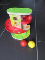 Houten knikkerbaan jungle glijbaan met twee ballen, Hape, Ophalen of Verzenden, Gebruikt