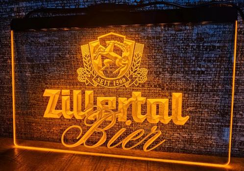 ZILLERTAL 3D ledverlichting lamp lichtbak, Verzamelen, Biermerken, Nieuw, Reclamebord, Plaat of Schild, Overige merken, Ophalen of Verzenden