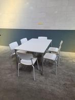 Kantine tafel met 6 stapelstoelen, 50 tot 100 cm, 100 tot 150 cm, Gebruikt, Rechthoekig