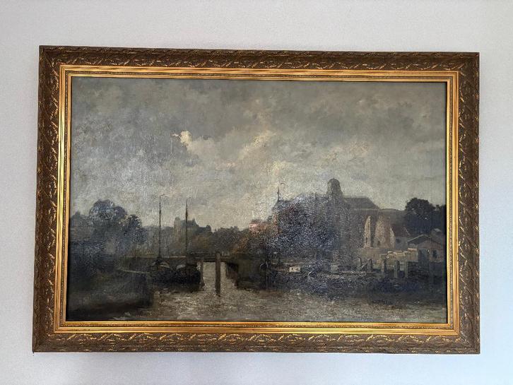 Schilderij Boerengat Rotterdam, Antiek en Kunst, Kunst | Schilderijen | Klassiek, Ophalen