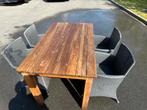 Teak tafel met 4 stoelen, Ophalen, Gebruikt