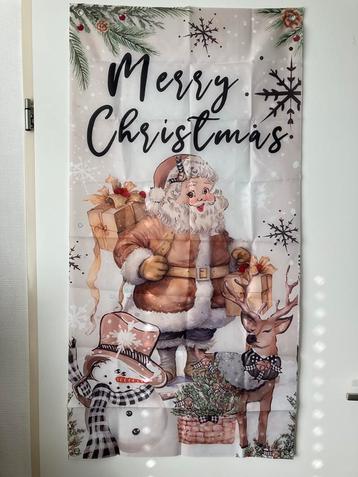 Retro print kerst wanddoek deurhanger kerstman rendier Nieuw beschikbaar voor biedingen