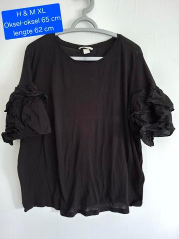 Zwarte H&M top met ruches - XL beschikbaar voor biedingen