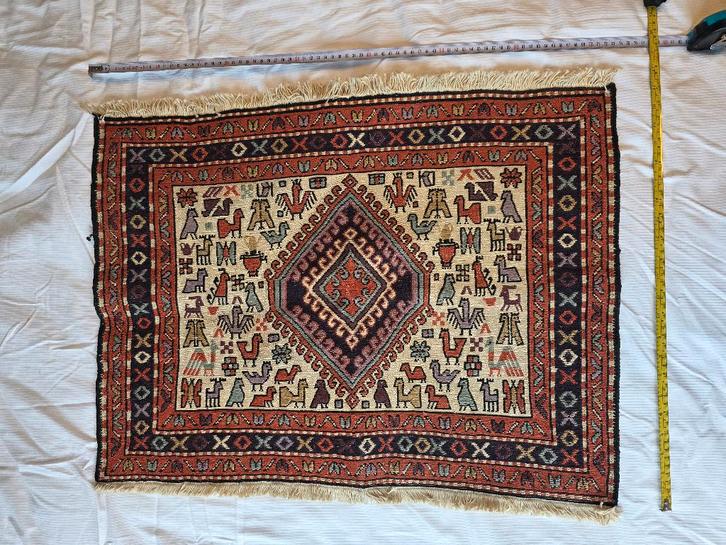 Vintage Oosters Wandkleedje / Vloerkleed - Wol (Soumak), Huis en Inrichting, Stoffering | Tapijten en Kleden, Zo goed als nieuw