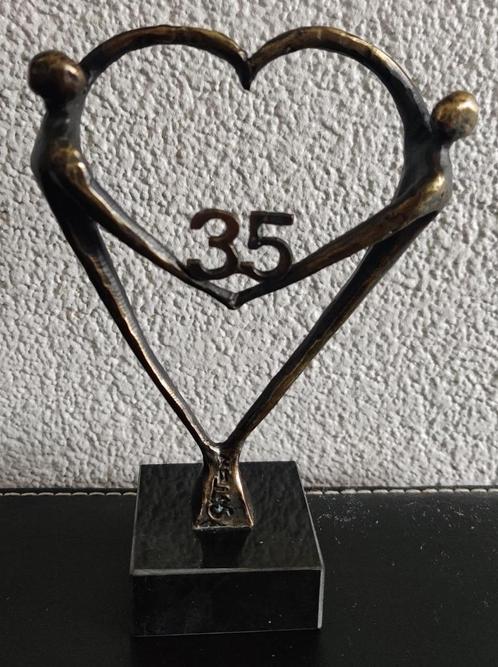 3x Bronzenbeeld Het Hart met 35 gesigneerd, Antiek en Kunst, Antiek | Koper en Brons, Brons, Ophalen