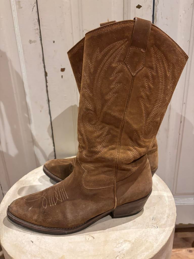 Cowboy laarzen suede cognac, Toral, maat 40, Hoge laarzen, Bruin, Ophalen of Verzenden, Gedragen