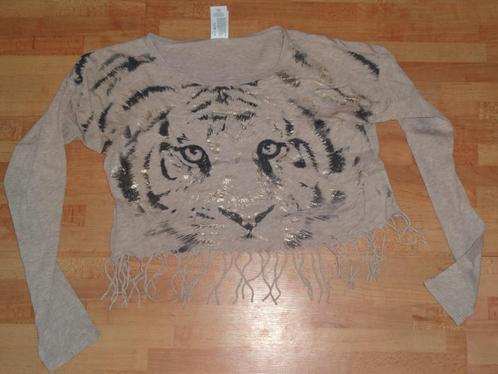 leuk shirtje mt 146/152 met kattenkop en franjers, Kinderen en Baby's, Kinderkleding | Maat 152, Zo goed als nieuw, Meisje, Shirt of Longsleeve