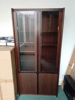 Houten Vitrinekast, Ophalen, 100 tot 150 cm, Glas, Vintage